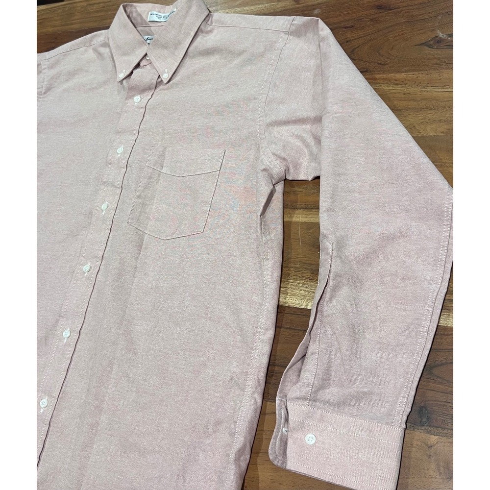 Vintage Sears Roebuck Pink Oxford Button Down Shirt Mens 16 32/33 Made in USA